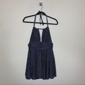 JJ Queen Blue Polkadot Halter Swim Dress